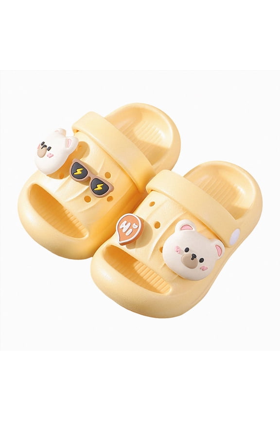 Kids Cartoon Fruit Charms Clog Slippers, Closed Toe Back Strap EVA Slip On Summer Beach Sandals(L101-Yellow,11)