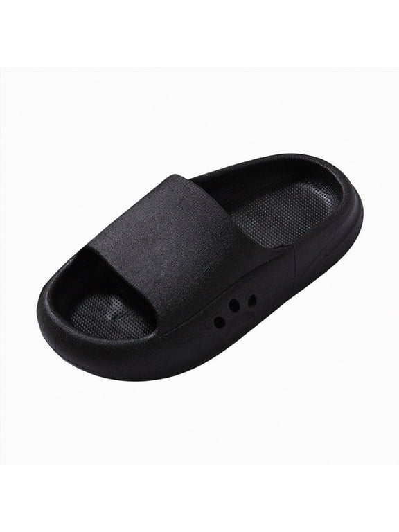 Kids Cloud Slides Girls Boys Slip On Slide Sandals Comfort Non-Slip Thick Sole Slippers Summer Shower Shoes Pool Beach Water Shoes(L101-Black,1)