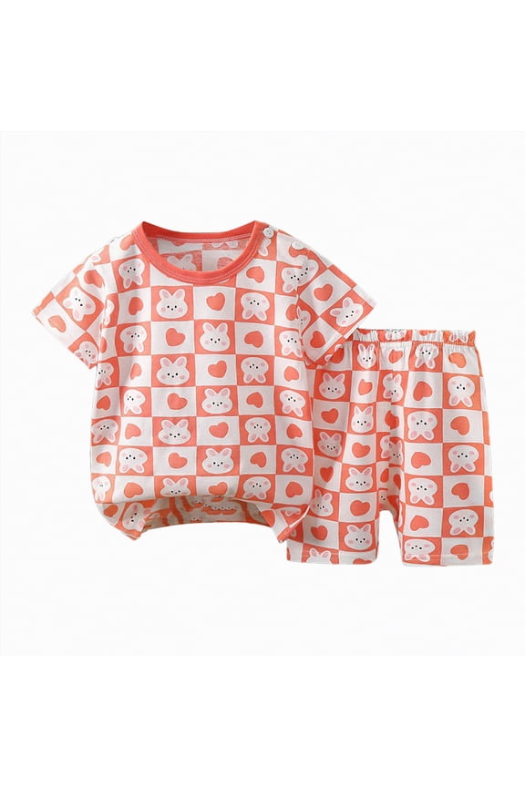 Kids Girl 3-7Years Summer 2-Piece Outfit Set Baby Girls Bow Print Top & Patterned Shorts Clothing Set 6-24Months Toddler Girl Summer Clothes (Sizes 3-6 Months,D1-Pink)