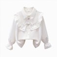 thumbnail image 1 of CAUYDY Kids Girls Long Sleeve Ruffle School Uniform Button Down Shirts Western Blouse Tops Fall White Sizes 5-6 Years, 1 of 5