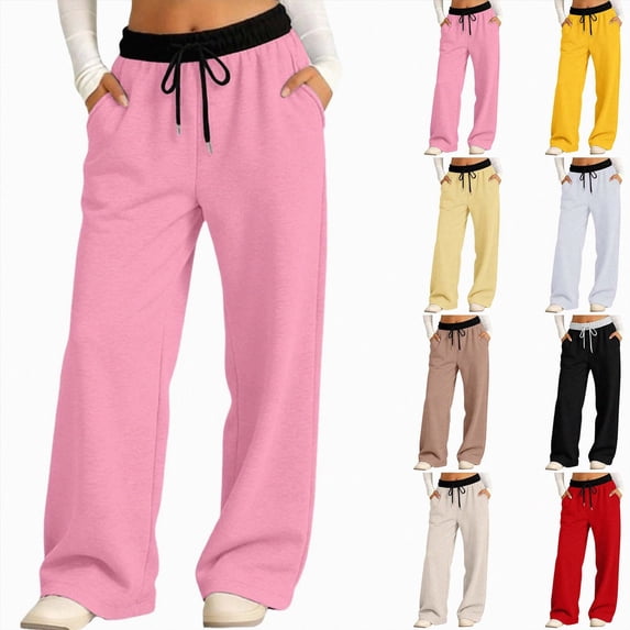 CAUYDY Kids Girls Wide Leg Sweatpants School Girl's High Waisted Baggy Pants Casual Athletic Joggers Sweat Pants Sizes 6-7 Years