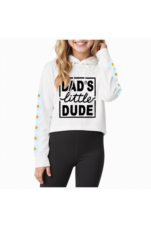 Kids Hoodies Letter Daisy Printed Trendy Casual Boys Girls Sweatshirt Pullover Long Sleeve Preppy Tops(L101-White,3-4 Y)
