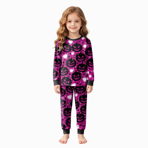 CAUYDY Kids Pajamas for Boys Girl Pumpkin Print Sleepwear Toddler Clothes Pumpkin Outfit Halloween Pajamas Pjs Sleepwear,2-3 Y
