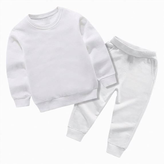 CAUYDY Kids Photoshoot Outfits for Boys Long Sleeve Shirt Joggers Pants 2 Piece Cute Matching Sets 5Y 6Y 7Y 8Y 9Y 10Y Children Fall Winter Clothes White for Sizes 5-6 Years