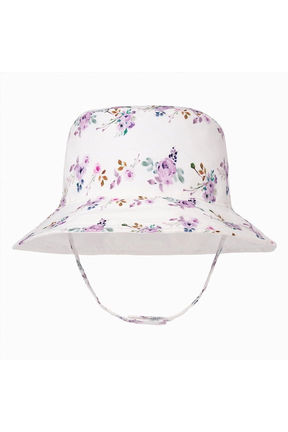 Kids Sun Hat 1-5T Toddler Girls Bucket Hats UV Protection Summer Beach Hat for 6 9 12 18 Months Infant Baby Cute Wide Brim Fishing Hat (Sizes S,Purple)