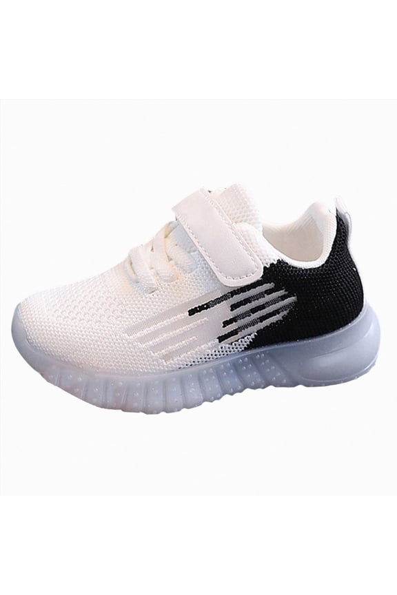 Kids Youth Athletic Sneakers for Boys & Girls, Running Mesh Running Shoes with Flexible Cushion Sole, Lace-Up/Bungee Comfort Trainers for School & Play(L101-White,8)
