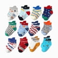 thumbnail image 1 of CAUYDY Little Kid Boys 12PC Socks Set 1T 2T 3T Toddler Baby Cute Cartoon Print Ankle Socks Non-Slip Fall Winter Sizes 1-3 Years, 1 of 4