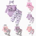 thumbnail image 1 of CAUYDY Newborn Baby Girl Clothes Cute Ruffle Sleeve Romper Pants Headband Fall Winter One-Piece Outfit Sets 3Pcs Pink and Purple 0 3 6 9 12 18 Months Light Purple Sizes 12-18 Months, 1 of 3