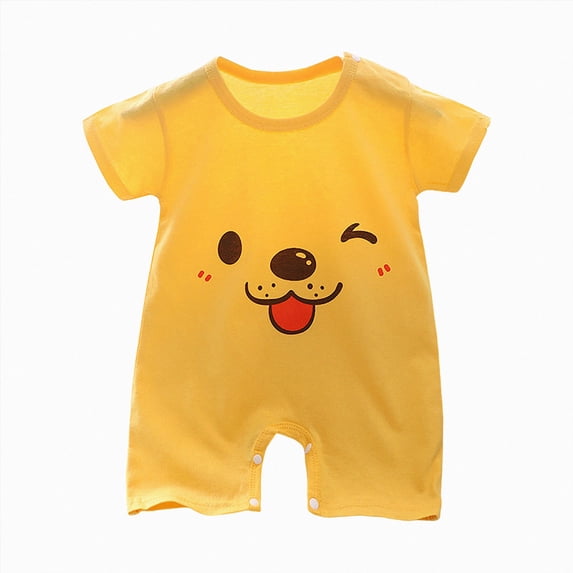 CAUYDY Newborn Baby Girls Boys Pajamas Infant Child Little Kids Short Sleeve Romper Preemie Clothes Spring Summer Sizes 6-9 Months,Light Yellow
