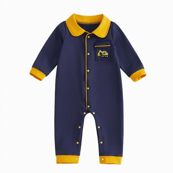 CAUYDY Newborn Boy Picture Outfit Baby Sleepers 6 9 12 18 Months Preemie Clothing Long Sleeved Romper Fall Winter Infant Boys Pajamas Toddler Bodysuit Blue for Sizes 3-6 Months