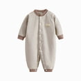 thumbnail image 1 of CAUYDY Newborn Boys Clothes Baby Romper Preemie Long Sleeved Pajamas Fall Winter Infant Boy Bodysuit Toddler Sleepers 3-6M 9-12M 18-24M Coffee for Sizes 12-18 Months, 1 of 4