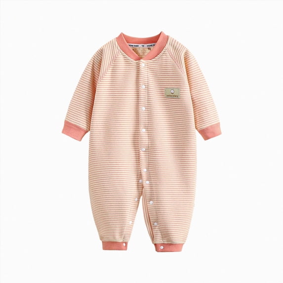 CAUYDY Newborn Boys Clothes Baby Romper Preemie Long Sleeved Pajamas Fall Winter Infant Boy Bodysuit Toddler Sleepers 3-6M 9-12M 18-24M Pink for Sizes 0-3 Months