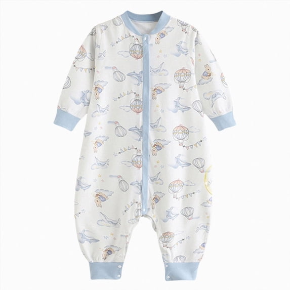 CAUYDY Newborn Boys Romper Baby Clothing Preemie Long Sleeved Bodysuit 0 3 6 9 12 18 24 Months Fall Winter Infant Boy Pajamas Toddler Sleepers Blue for Sizes 4-5 Years