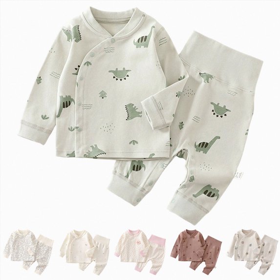 CAUYDY Newborn Boys Sleepwear Baby Clothes for Boy Fall Winter Long Sleeved Tee Shirt Elastic Pants Cute Set Preemie Pajamas Infant Outfits 0-3M 6-9M 1T Sizes 3-6 Months,Coffee