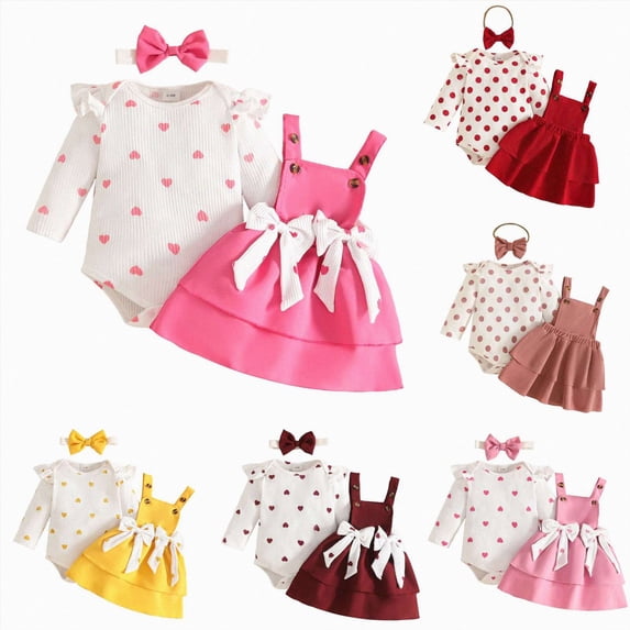 CAUYDY Newborn Coming Home Outfit Girl 0 3 6 9 12 18 Months Baby Long Sleeved Romper 3PCS Infant Fall Winter Clothes Set Cute Ropa Bebe Hot Pink Sizes 9-12 Months