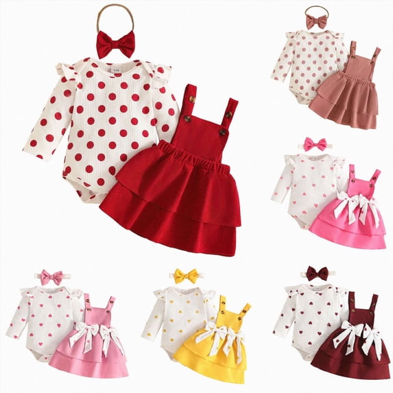 CAUYDY Newborn Coming Home Outfit Girl 0 3 6 9 12 18 Months Baby Long Sleeved Romper 3PCS Infant Fall Winter Clothes Set Cute Ropa Bebe Red Sizes 3-6 Months
