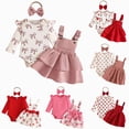 thumbnail image 1 of CAUYDY Newborn Gifts For Baby Girl Shower Outfit Ruffle Long Sleeve Romper Set 0 3 6 9 12 18 Months Preemie Clothing Fall Winter Pink Sizes 9-12 Months, 1 of 7