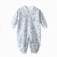 thumbnail image 1 of CAUYDY Newborn Girl Bodysuit 0 3 6 9 Months 1T 2T Baby Romper for Boy Infant Long Sleeved Sleepers Preemie Fall Winter Pajamas Sizes 6-9 Months,Light Blue, 1 of 4