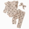 thumbnail image 1 of CAUYDY Newborn Girl Clothes Set Toddler Girls Long Sleeved Romper Preemie Fall Winter Bodysuit Infant Picture Outfit 3M 6M 9M 1T 2T Sizes 0-3 Months,Beige, 1 of 6