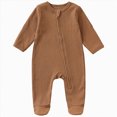 thumbnail image 1 of CAUYDY Newborn Girl Clothing Baby Long Sleeve Loungewear for Boy Infant Comfy Bodysuit Fall Winter Preemie Romper 3 6 9 Months 1T 2T Sizes 0-3 Years,Brown, 1 of 4