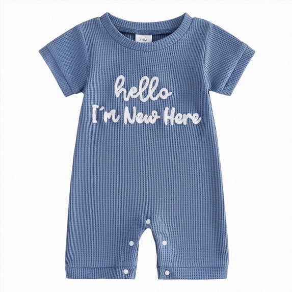 CAUYDY Newborn Girl Clothing Baby Short Sleeve Loungewear for Boy Infant Comfy Bodysuit Spring Summer Preemie Romper 3 6 9 Months 1T 2T Sizes Newborn,Blue
