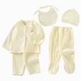 thumbnail image 1 of CAUYDY Newborn Girl Coming Home Outfits Infant Boy Clothes Preemie Layette Long Sleeved Shirt Warm Hat 2Pants Bib 5 Pieces Soft Set for Unisex Baby Fall Sizes One Size,Yellow, 1 of 6