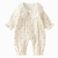 thumbnail image 1 of CAUYDY Newborn Girl Going Home Outfit Baby Sleepers 3 6 9 Months 1T 2T Preemie Clothing Long Sleeved Romper Infant Girls Pajamas Fall Winter Bodysuit Sizes 10-16 Months,Beige, 1 of 9