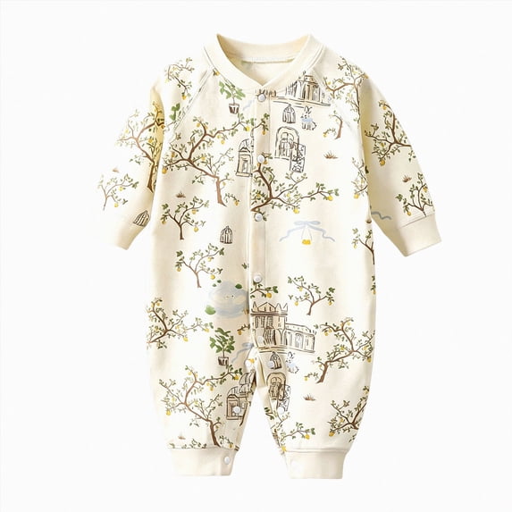 CAUYDY Newborn Girl Picture Outfit Baby Clothes Preemie Long Sleeve Bodysuit Fall Winter Infant Girls Pajamas Toddler Sleepers 6 9 12 18 Months Sizes 18-24 Months,Coffee