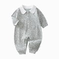 thumbnail image 1 of CAUYDY Newborn Girl Romper Baby Long Sleeve Sleepers for Boy Infant Soft Pajamas Fall Winter Preemie Clothes 6 9 12 18 Months Sizes 12-18 Months,Light Gray, 1 of 4