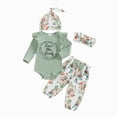 thumbnail image 1 of CAUYDY Newborn Girl Romper Set Preemie Long Sleeve Bodysuit Baby Girls Fall Winter Clothing Infant Gift 3 6 9 12 18 24 Months Sizes 0-3 Months,Green, 1 of 7