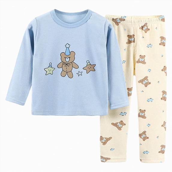CAUYDY Newborn Girl Suits Toddler Clothes Fall Winter Long Sleeve Top Pants 2PCS Cute Set Infant Sleepers Baby Pajamas for Girls 12 18 24 Months Sizes 18-24 Months,Blue