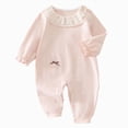 thumbnail image 1 of CAUYDY Newborn Girls Clothes Baby Romper Preemie Long Sleeved Pajamas Fall Winter Infant Girl Bodysuit Toddler Sleepers 3-6M 9-12M 18-24M Sizes 12-18 Months,Pink, 1 of 7