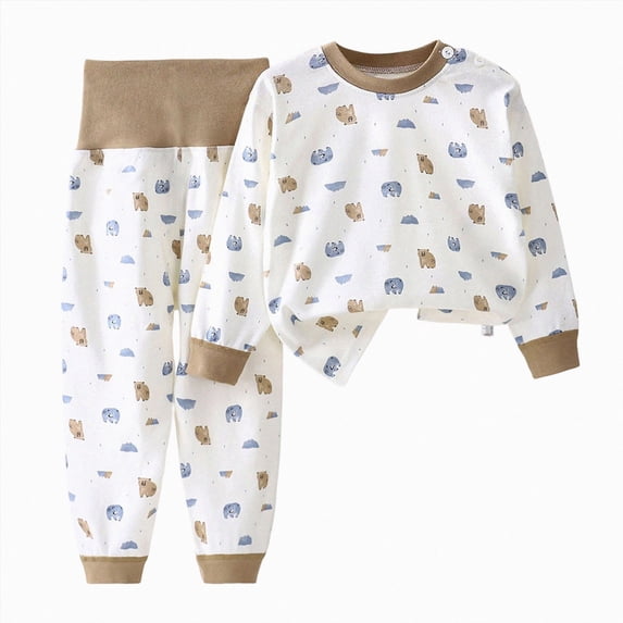 CAUYDY Newborn Girls Pajamas Infant Clothes for Girl Cute Long Sleeved Shirt and Pants 2Pcs Set Baby Sleepers Preemie Pjs Fall Winter 0 3 6 9 12 Months Sizes 3-12 Months,Khaki