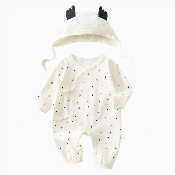 CAUYDY Newborn Girls Sleepers Baby Clothes 6 9 12 18 Months Preemie Long Sleeve Romper Fall Winter Infant Girl Cute Pajamas Toddler Jumpsuit Sizes 4-7 Months,White