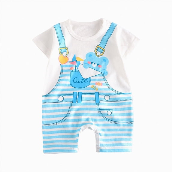 CAUYDY Newborn Pajamas Short Sleeve Romper Unisex Baby Clothes Preemie Sleepers Girl Boy Infant Spring Summer Sizes 12-18 Months,Light Blue