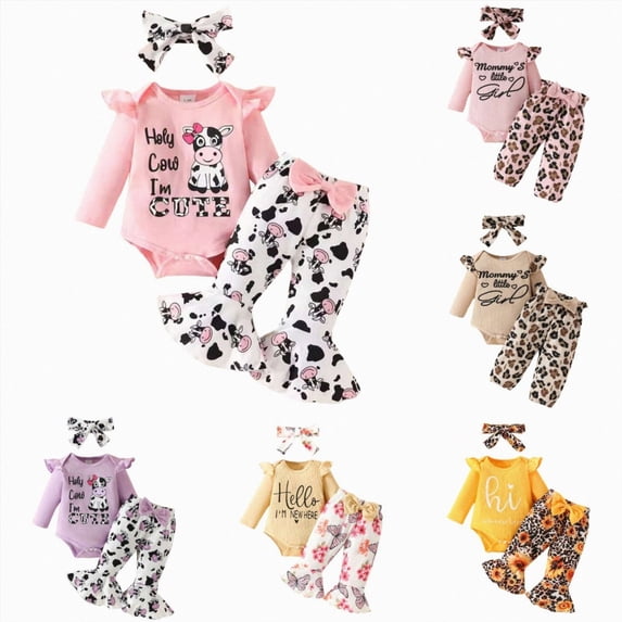 CAUYDY Newborn Photography Outfits Girl 3 6 9 12 18 Months Baby Ruffle Long Sleeve Romper 3Pcs Set Infant Cute Clothes Fall Winter Ropa Para Bebe Nina Pink Sizes 6-9 Months