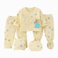 thumbnail image 1 of CAUYDY Preemie Baby Girl Boy Clothes + 2Pants + Hat + Bib Layette Set 5-Pieces Newborn Pajamas Cotton Outfit for Fall Winter Spring Summer All Seasons (Sizes 0-3 Months,Yellow), 1 of 9