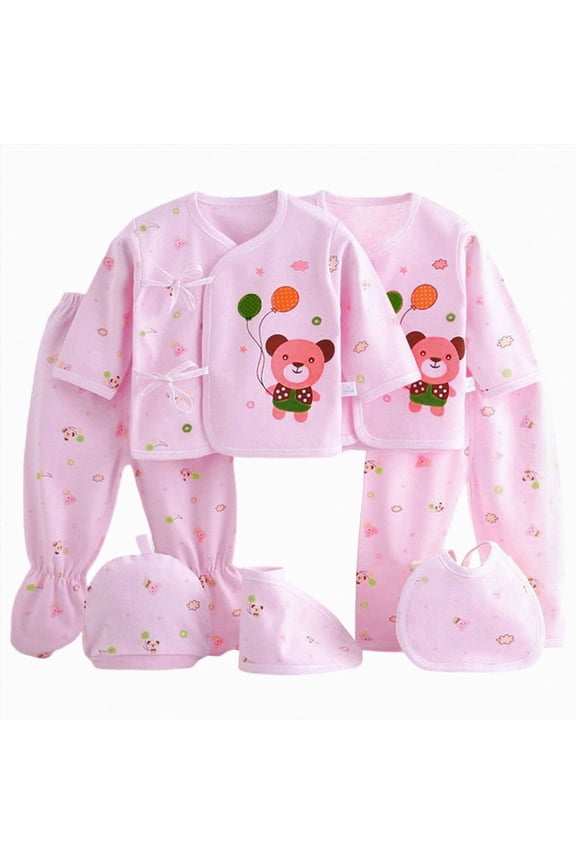 Preemie Baby Girl Clothing Newborn Shower Gift for Boy Clothes Pants Warm Hat Bellyband Bib Pjs 7PCS Spring Summer Fall Winter Cotton Layette Set (Sizes 0-3 Months,Pink)