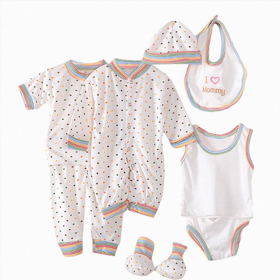 CAUYDY Preemie Baby Girls Clothing Newborn Shower Gift for Boys Clothes Pants Hat Tank Bib Socks Romper Underpants Pjs 8PCS Summer Fall Winter Layette Set Sizes One Size,Multicolor