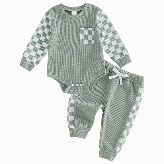 CAUYDY Preemie Boy Clothes Set Infant Boys Long Sleeved Romper Newborn Fall Winter Bodysuit Baby Picture Outfit 3 6 9 Months 1T 2T Sizes 12-18 Months,Green