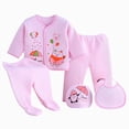thumbnail image 1 of CAUYDY Preemie Boy Outfits Baby Pajamas for Girl Infant Clothing Long Sleeved Top Hat Two Pants Bib 5Pcs Comfy Set for Newborn Fall Winter Spring Summer Sizes One Size,Pink, 1 of 4