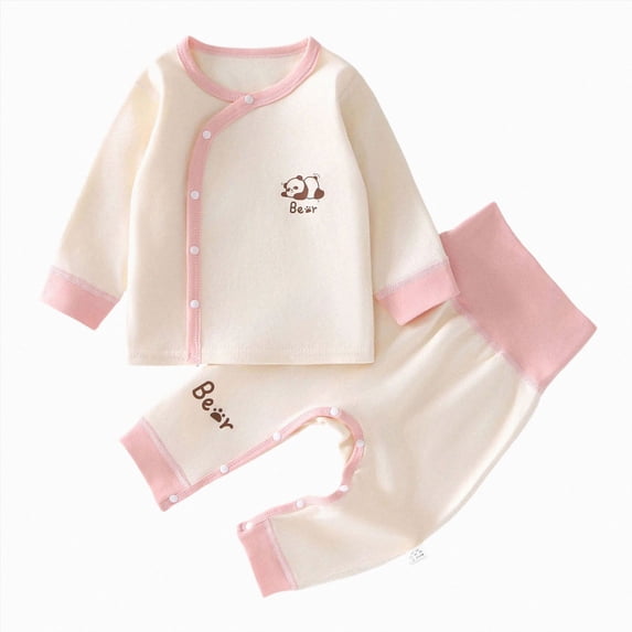 CAUYDY Preemie Boy Pajamas Newborn Sleepers Boys Comfy Long Sleeve Top and Elastic Pants 2PCS Set Baby Clothes Infant Outfits Fall Winter 0 3 6 9 12 Months Sizes 9-12 Months,Pink