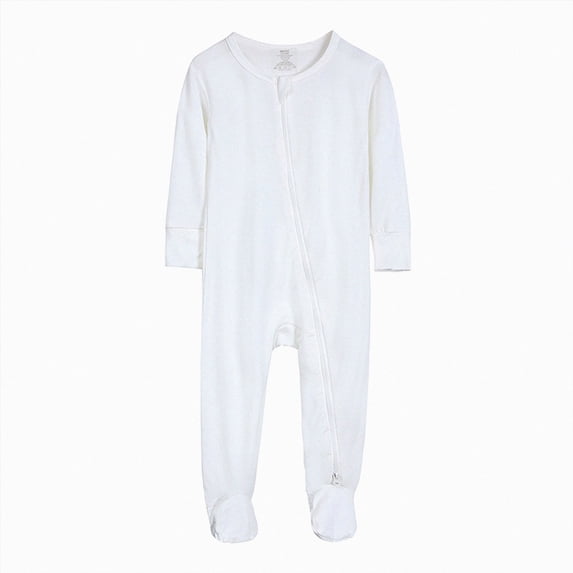 CAUYDY Preemie Boys Sleepers Baby Clothing Fall Winter Newborn Long Sleeve Romper Infant Boy Soft Pajamas Toddler Loungewear 0 3 6 9 Months 1T 2T White for Sizes 0-3 Months