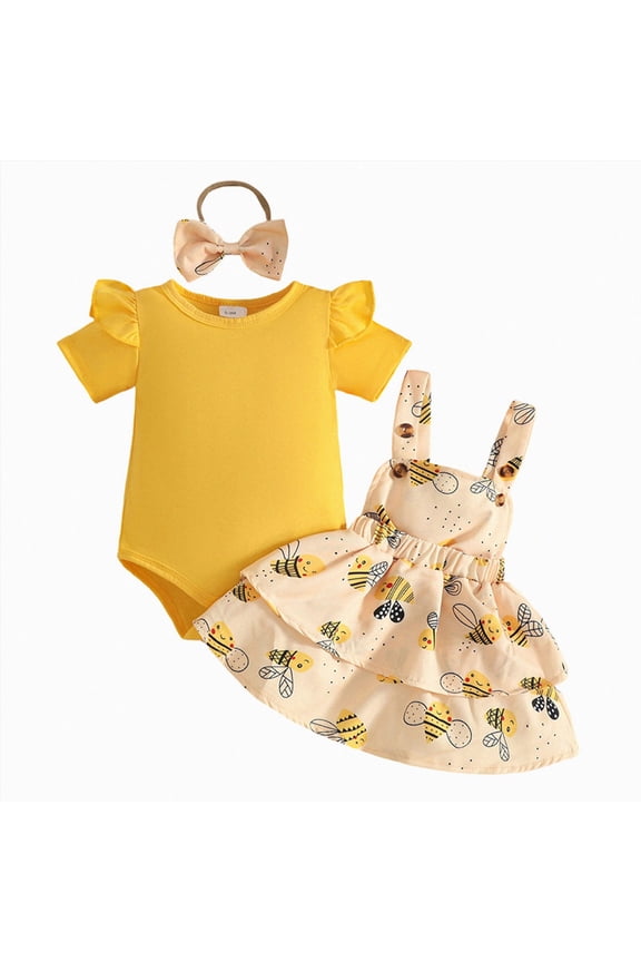 Preemie Girl Bodysuit Set Baby Girls Short Sleeved Clothing Newborn Fall Winter Romper Toddler Outfit 3M 6M 9M 1T 2T Sizes 12-18 Months,Yellow