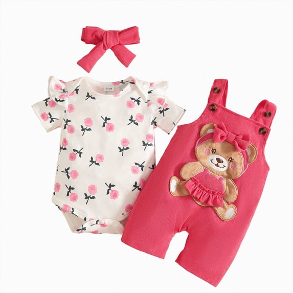 CAUYDY Preemie Girls Going Home Outfit Baby Girl Short Sleeve Bodysuit Set Newborn Fall Winter Clothes Infant Romper 0 3 6 9 Months 1T 2T Sizes 12-18 Months,Watermelon Red