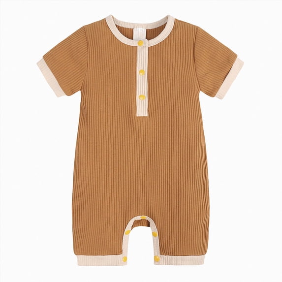 CAUYDY Preemie Girls Pajamas Spring Summer Newborn Clothes for Boys Baby Short Sleeve Jumpsuit Unisex Infant One-Pieces 0 3 6 9 Months 1T 2T Sizes 0-3 Months,Yellow