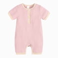 thumbnail image 1 of CAUYDY Preemie Girls Pajamas Spring Summer Newborn Clothes for Boys Baby Short Sleeve Jumpsuit Unisex Infant One-Pieces 0 3 6 9 Months 1T 2T Sizes 12-18 Months,Pink, 1 of 9