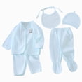 thumbnail image 1 of CAUYDY Preemie Girls Photoshoot Outfits Newborn Boys Pajamas Baby Layette Long Sleeve Shirt Warm Hat 2Pants Bib 5Pcs Cotton Set for Infant Fall Winter Sizes One Size,Mint Green, 1 of 5