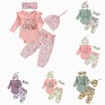 thumbnail image 1 of CAUYDY Preemie Going Home Outfits Newborn Girl Long Sleeve Romper Pants Hats Headband 4PCS Baby Matching Layette Set 0 3 6 Months Infant Winter Clothes Cute Orange Sizes 3-6 Months, 1 of 7