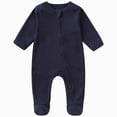 thumbnail image 1 of CAUYDY Preemie Pajamas for Girls Newborn Fall Winter Clothes 3 6 9 12 18 24 Months Baby Long Sleeved Jumpsuit for Boys Infant Cute One-Pieces Sizes 0-3 Years,Navy, 1 of 4